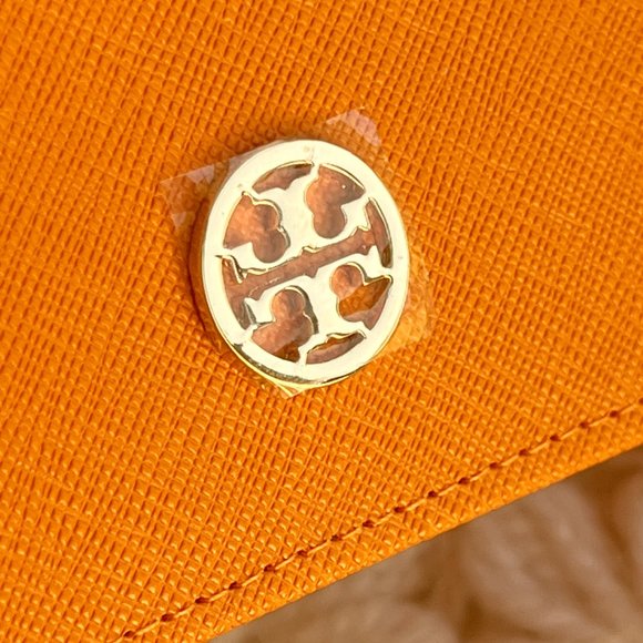 Tory Burch Orange Gold Logo Sunglass Eyeglasses Case NWOT - Picture 2 of 7